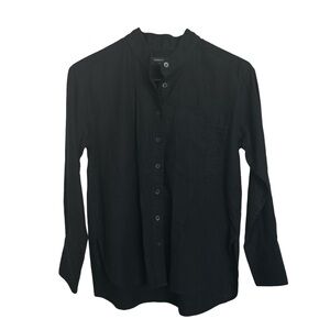 NWT Banana Republic Petite Black Linen-Blend Button-Up Shirt XS